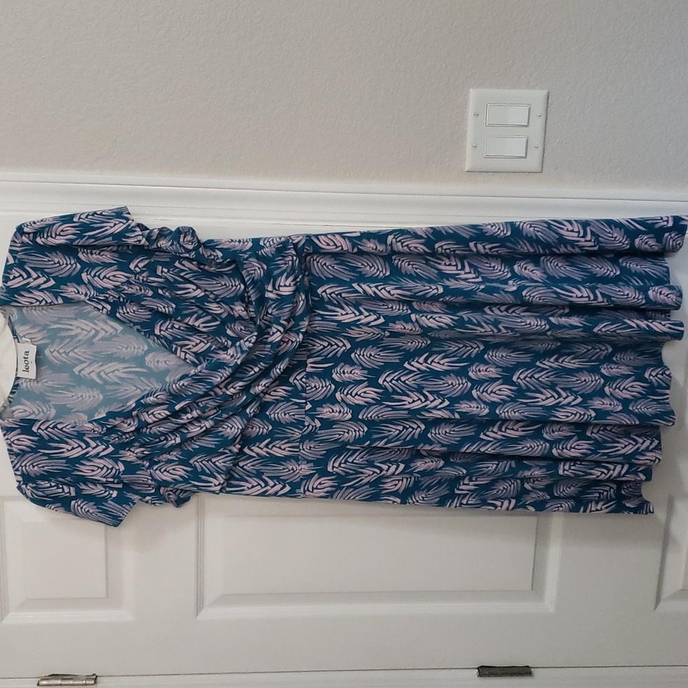 Light blue/turquoise with pink pattern womens dress